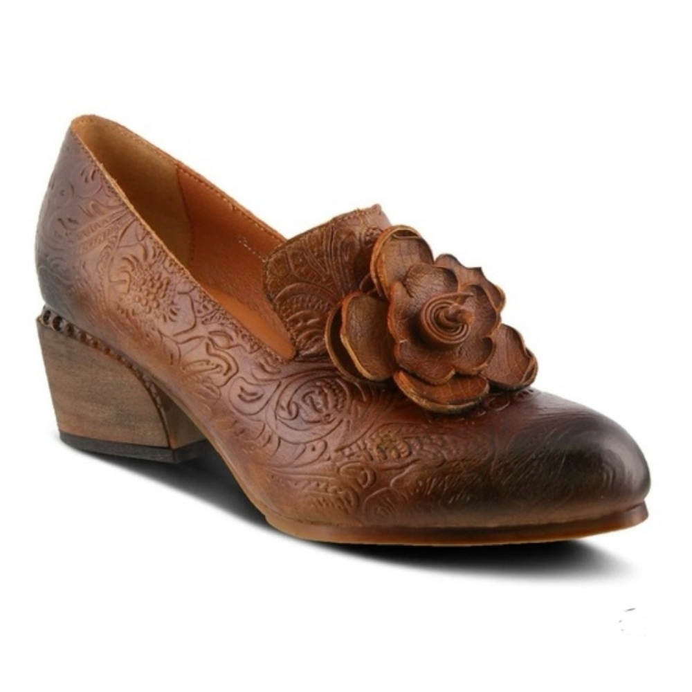 L'artiste Spring Step Noora Tooled Leather Heeled Heels Shoes